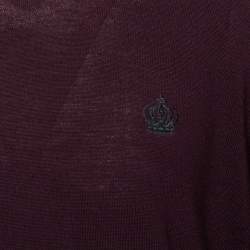Pre Owned Dolce & Gabbana Burgundy Wool Embroidered Crown Detailed Jumper XXL
