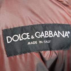 Pre Owned جاكت دولتشي أند غابانا سحاب أمامي هودد بطانة فرو اصطناعي لونين مقاس صغير