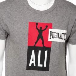 Pre Owned تي شيرت دولتشي أند غابانا بيجلاتو رصاصي طباعة محمد علي أكمام قصيرة مقاس صغير جدًا - إكس سمول 