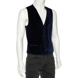 Pre Owned Dolce & Gabbana Blue Velvet Sleeveless Vest M