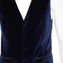 Pre Owned Dolce & Gabbana Blue Velvet Sleeveless Vest M