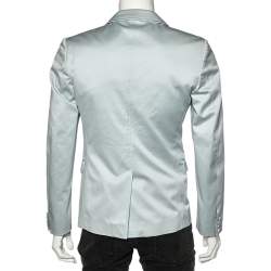 Pre Owned Dolce & Gabbana Blue Cotton Button Front Blazer S