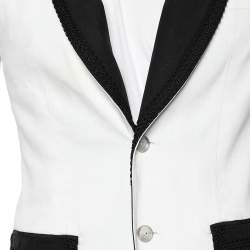 Pre Owned Dolce & Gabbana White Contrast Detail Button Front Blazer M