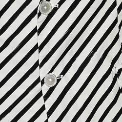 Pre Owned Dolce & Gabbana Monochrome Striped Cotton Button Front Blazer M