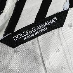Pre Owned Dolce & Gabbana Monochrome Striped Cotton Button Front Blazer M