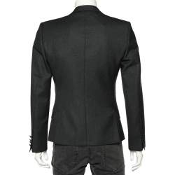 Pre Owned بليزر دولتشي أند غابانا مطرز شعار تاج صوف رمادي مقاس صغير