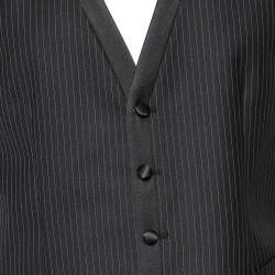Pre Owned Dolce & Gabbana Black Striped Wool Button Front Vest M