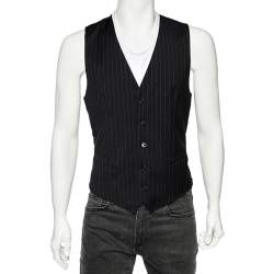 Pre Owned Dolce & Gabbana Midnight Blue Striped Wool Vest M