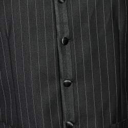 مملوكة مسبقًا فيست دولتشي أند غابانا صوف أسود مخطط حواف ساتان مقاس متوسط - ميديوم