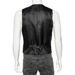 مملوكة مسبقًا فيست دولتشي أند غابانا صوف أسود مخطط حواف ساتان مقاس متوسط - ميديوم