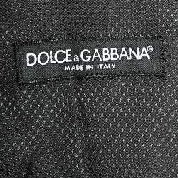 مملوكة مسبقًا فيست دولتشي أند غابانا صوف أسود مخطط حواف ساتان مقاس متوسط - ميديوم