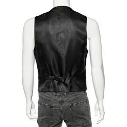 Pre Owned Dolce & Gabbana Charcoal Grey Striped Wool Contrast Trim Vest M