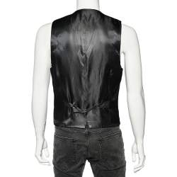 Pre Owned Dolce & Gabbana Black Dotted Wool & Silk Vest M