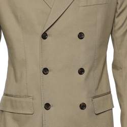 Pre Owned جاكيت بليزر دولتشي أند غابانا قطن بيج صدرية مزدوجة مقاس وسط (ميديوم)