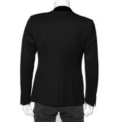 Pre Owned Dolce & Gabbana Black Wool Blend Velvet Trim Blazer M