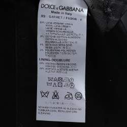 Pre Owned Dolce & Gabbana Black Wool Blend Velvet Trim Blazer M