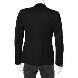 Pre Owned Dolce & Gabbana Black Wool Blend Velvet Trim Blazer M