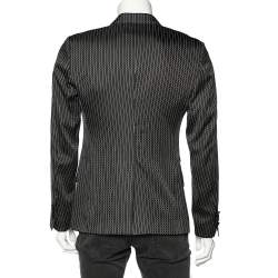 Pre Owned جاكيت بليزر دولتشي أند غابانا حرير صوف جاكار رصاصي صدرية مزدوجة مقاس وسط (ميديوم)