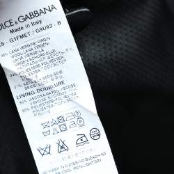 Pre Owned جاكيت بليزر دولتشي أند غابانا حرير صوف جاكار رصاصي صدرية مزدوجة مقاس وسط (ميديوم)