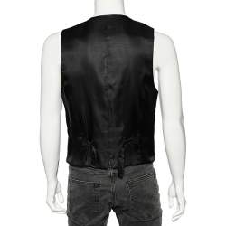 Pre Owned Dolce & Gabbana Charcoal Grey Wool & Silk Trimmed Vest M