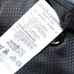 مملوكة مسبقًا جاكيت بليزر دولتشي أند غابانا صوف رصاصي فحمي مزين حافة متباينة مقاس وسط (ميديوم)