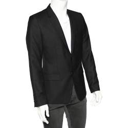مملوكة مسبقًا Dolce & Gabbana Black Textured Wool Single Breasted Blazer M 