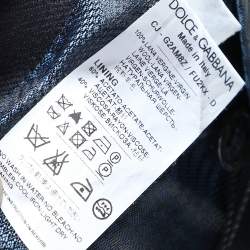 Pre Owned جاكيت بليزر دولتشي أند غابانا صوف أزرق داكن صدرية واحدة مطرز شعار الماركة مقاس وسط (ميديوم)