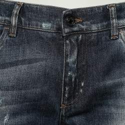 Pre Owned بنطلون جينز دولتشي أند غابانا غولد ليبل دينم أزرق نمط ممزق مقاس كبير جدًا - إكس لارج