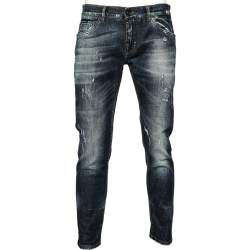 Pre Owned بنطلون جينز دولتشي أند غابانا غولد ليبل دينم أزرق نمط ممزق مقاس كبير جدًا - إكس لارج