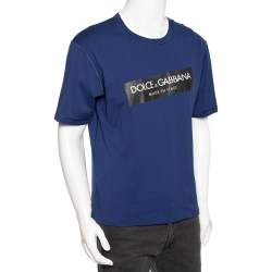 Dolce & Gabbana Blue Logo Printed Cotton Short Sleeve T-Shirt M
