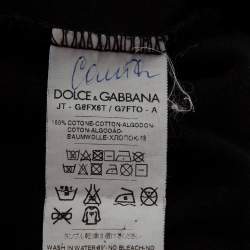 Pre Owned Dolce & Gabbana Black Cotton Contrast Trim Round Neck T-Shirt S