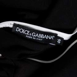 Pre Owned Dolce & Gabbana Black Cotton Contrast Trim Round Neck T-Shirt S