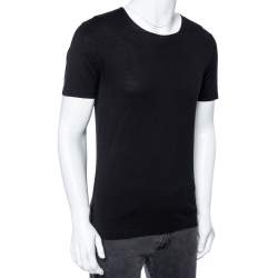 Pre Owned Dolce & Gabbana Black Cotton Contrast Trim Round Neck T-Shirt S