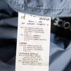 Pre Owned Dolce & Gabbana Blue Synthetic and Leather Trim Zip Front Jacket M