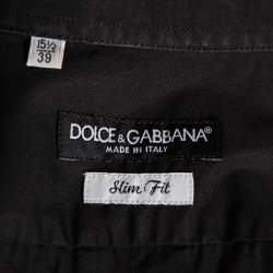 Pre Owned قميص دولتشي أند غابانا قطن أسود مين جيب بسحاب أمامي قصة مجسمة مقاس وسط (ميديوم)