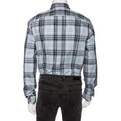 Pre Owned Dolce & Gabbana Grey Checkered Cotton Gold Fit Shirt XXL