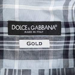 Pre Owned Dolce & Gabbana Grey Checkered Cotton Gold Fit Shirt XXL