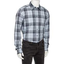 Pre Owned Dolce & Gabbana Grey Checkered Cotton Gold Fit Shirt XXL