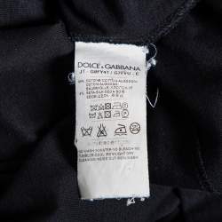 Pre Owned تي شيرت دولتشي أند غابانا قطن أسود حافة متباينة رقبة مستديرة مقاس صغير (سمول)