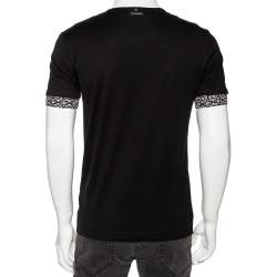 Pre Owned تي شيرت دولتشي أند غابانا قطن أسود حافة متباينة رقبة مستديرة مقاس صغير (سمول)