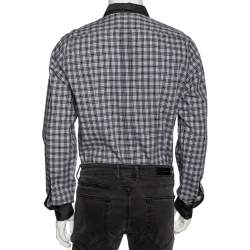 Pre Owned Dolce & Gabbana Grey Checkered Cotton Button Front Gold Label Shirt XL 