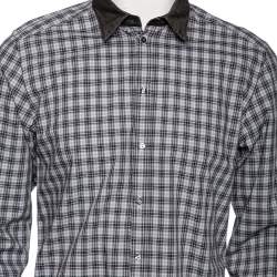Pre Owned Dolce & Gabbana Grey Checkered Cotton Button Front Gold Label Shirt XL 