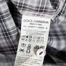 Pre Owned Dolce & Gabbana Grey Checkered Cotton Button Front Gold Label Shirt XL 