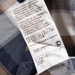 Pre Owned Dolce & Gabbana Blue & Brown Plaid Checked Cotton Gold Label Shirt XL