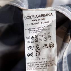 Pre Owned Dolce & Gabbana Blue & Brown Plaid Checked Cotton Gold Label Shirt XL