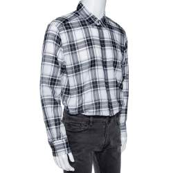 Pre Owned Dolce & Gabbana Grey Plaid Checked Cotton Gold Label Shirt XXXL