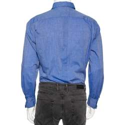 Pre Owned Dolce & Gabbana Blue Cotton Button Front Gold Label Shirt XL