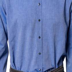 Pre Owned Dolce & Gabbana Blue Cotton Button Front Gold Label Shirt XL