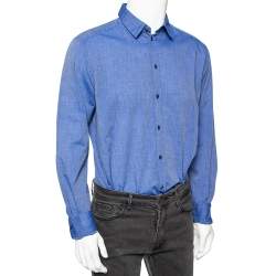 Pre Owned Dolce & Gabbana Blue Cotton Button Front Gold Label Shirt XL