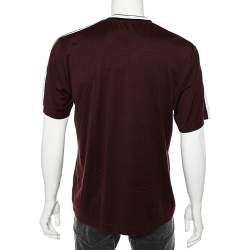 مملوكة مسبقًا تي شيرت دولتشي أند غابانا رقبة مستديرة تفاصيل شعار علامة تجارية قطن عنابي مقاس كبير